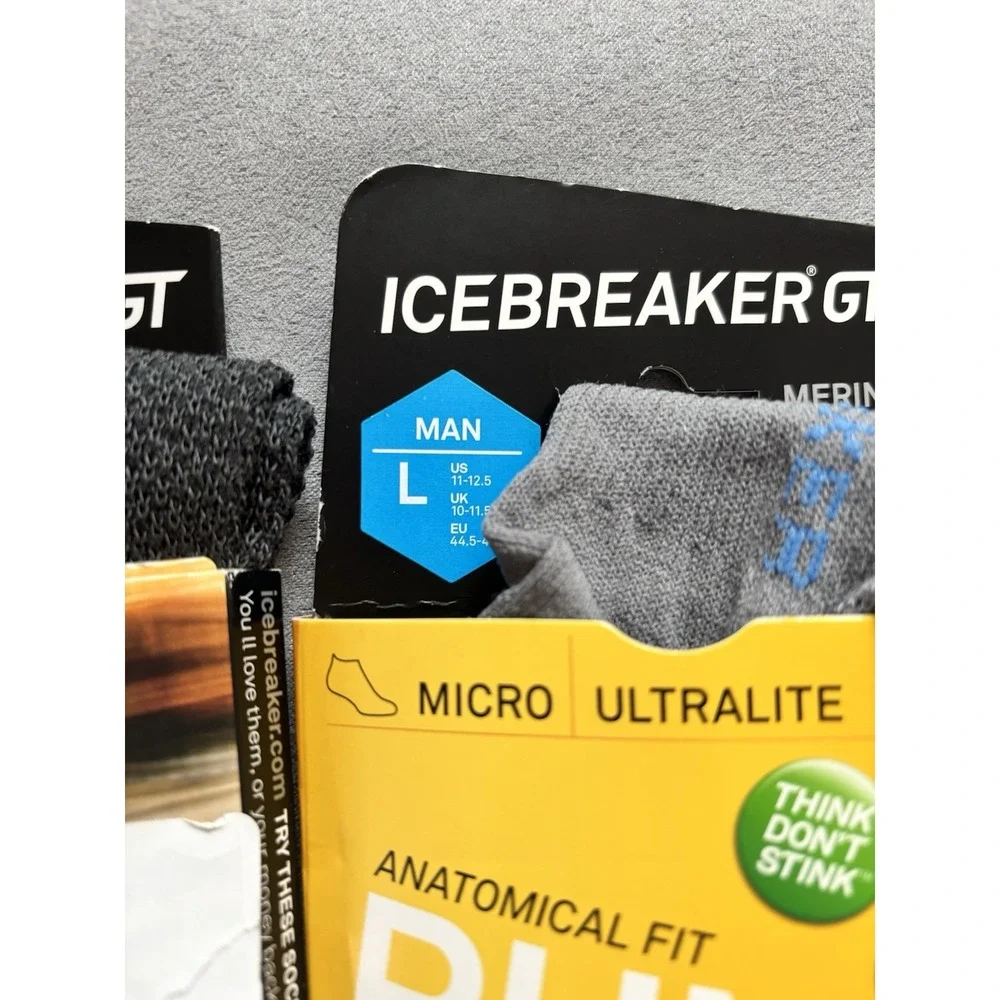 Lot Icebreaker Mens Wool Blend Run And Multisport Micro Socks Sz L Comfort Gorp